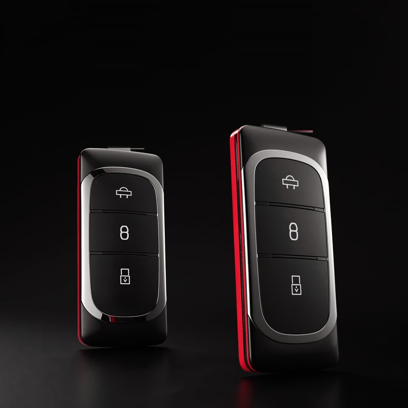 Duas chaves presenciais (smart key) de carro codificadas, prontas para clonagem